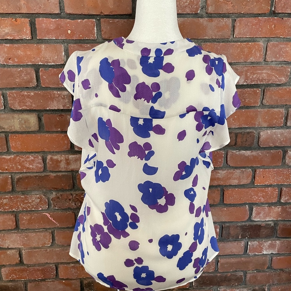 CAbi White and Purple Floral Blouse - Picture 2 of 13